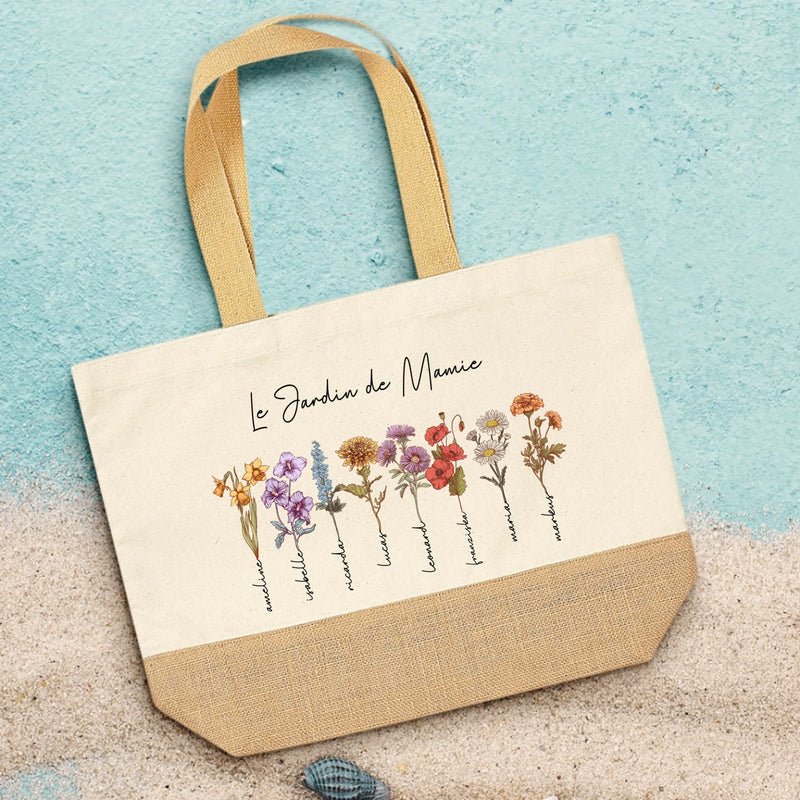 Toujours en fleur - Sac personnalisé pour mamie et maman avec fleurs de naissance