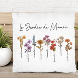 Toujours en fleur - Coussin personnalisé pour mamie et maman avec fleurs de naissance