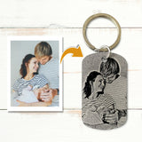Joyeuse fête des pères - Porte-clés personnalisé pour Papa (Gravé - Noir/Blanc)
