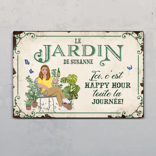 Pancarte de porte personnalisée jardin Farniente, Alu-Dibond résistant aux intempéries, design floral extérieur
