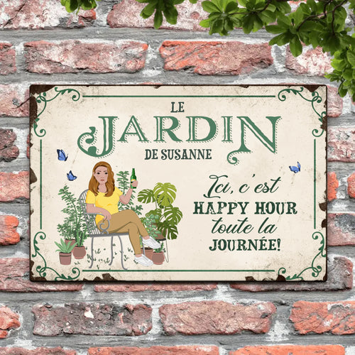 Pancarte de porte personnalisée jardin Farniente, Alu-Dibond résistant aux intempéries, design floral extérieur – Motiv 2