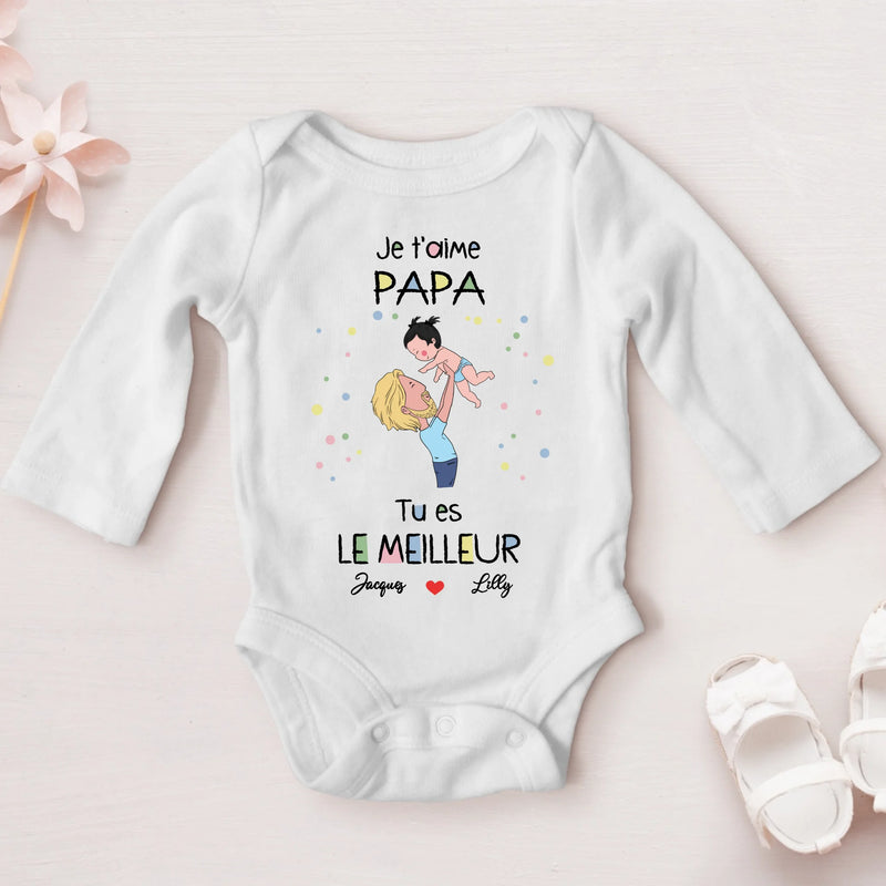 weißer Langarm-Babybody personalisierbar - gefertigt von Love & Faith