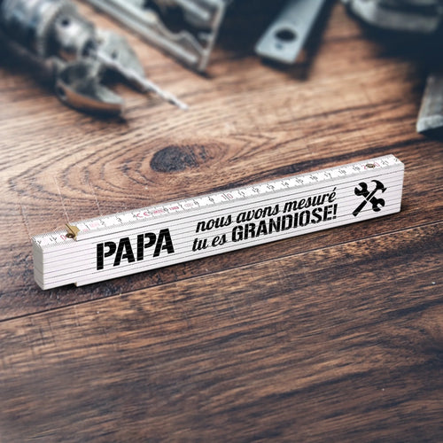 Mètre pliant personnalisé en bois de 2 m avec prénom gravé, cadeau pour papa et grand-père – Motiv 2