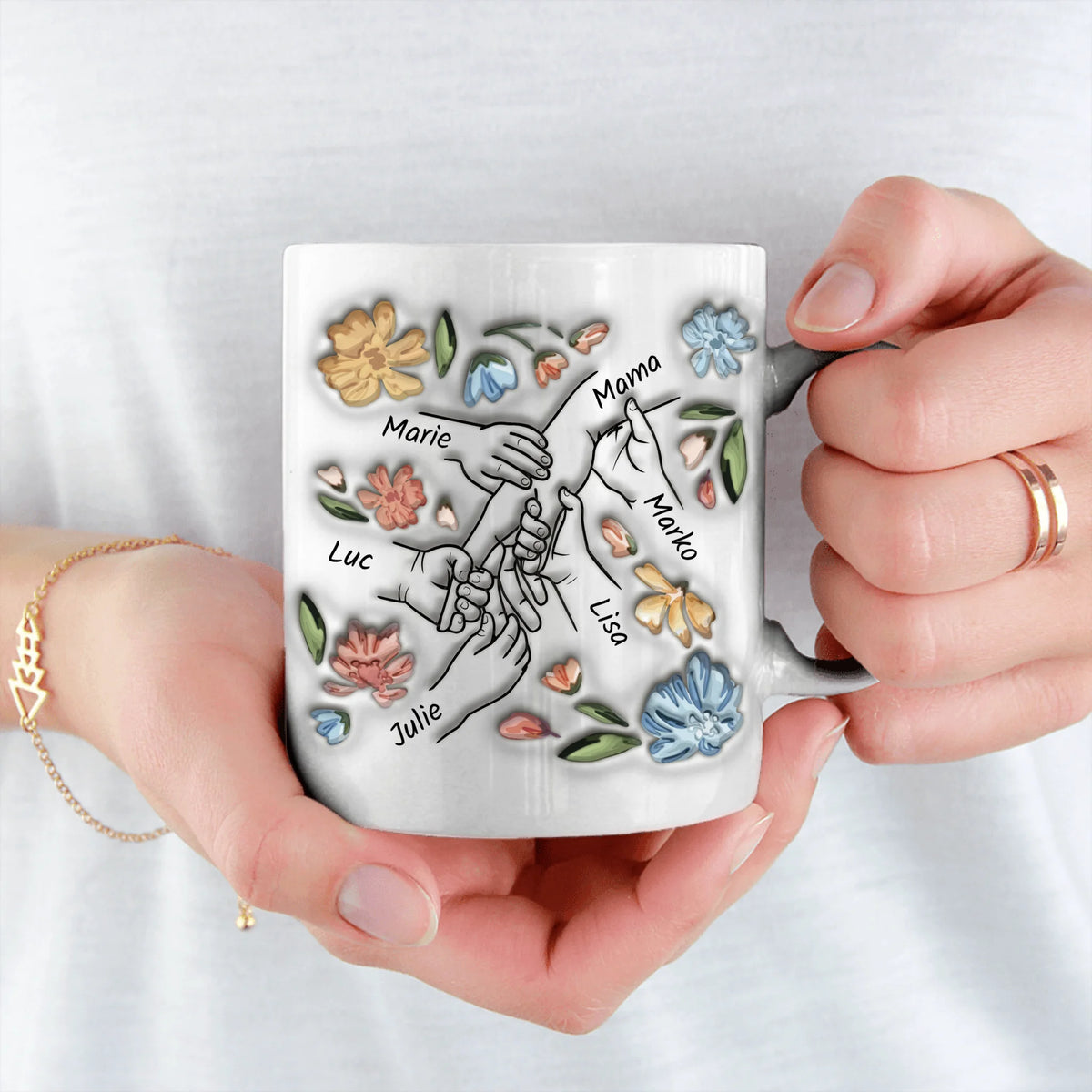 Tasse personnalisée maman design 3D Harmonie, impression sublimation avec prénom