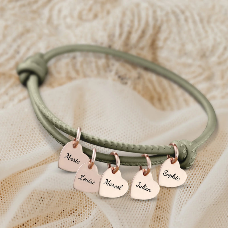 Mes proches - Bracelet en cuir personnalisé pour maman et grand-mère