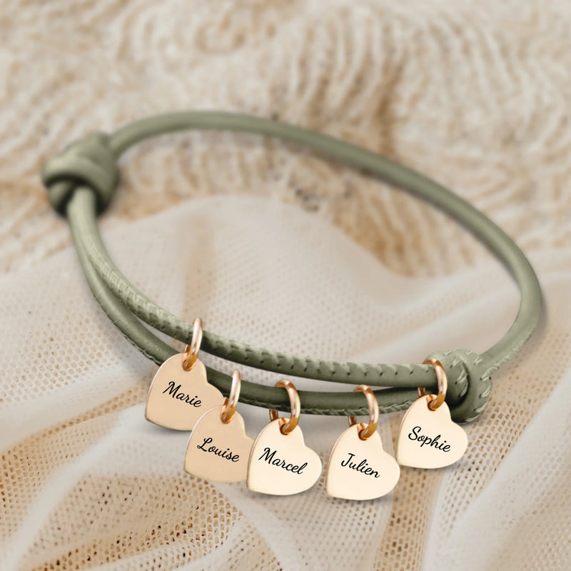 Mes proches - Bracelet en cuir personnalisé pour maman et grand-mère