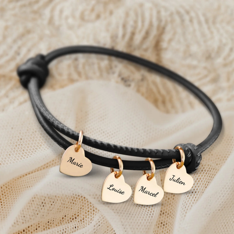 Mes proches - Bracelet en cuir personnalisé pour maman et grand-mère