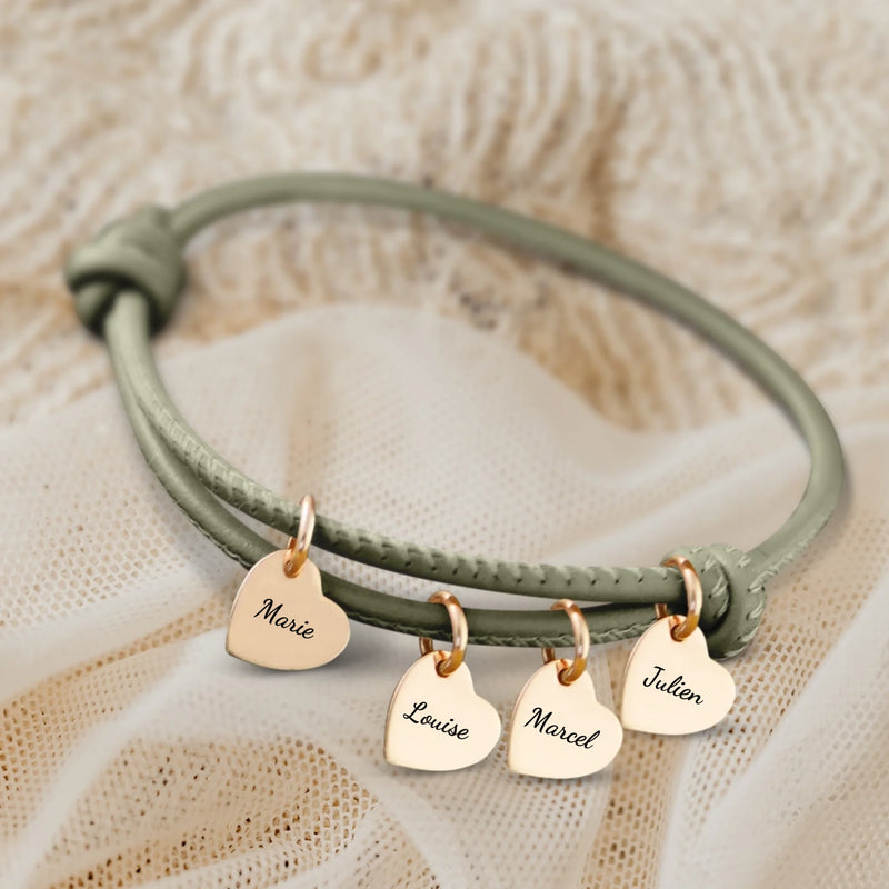 Mes proches - Bracelet en cuir personnalisé pour maman et grand-mère
