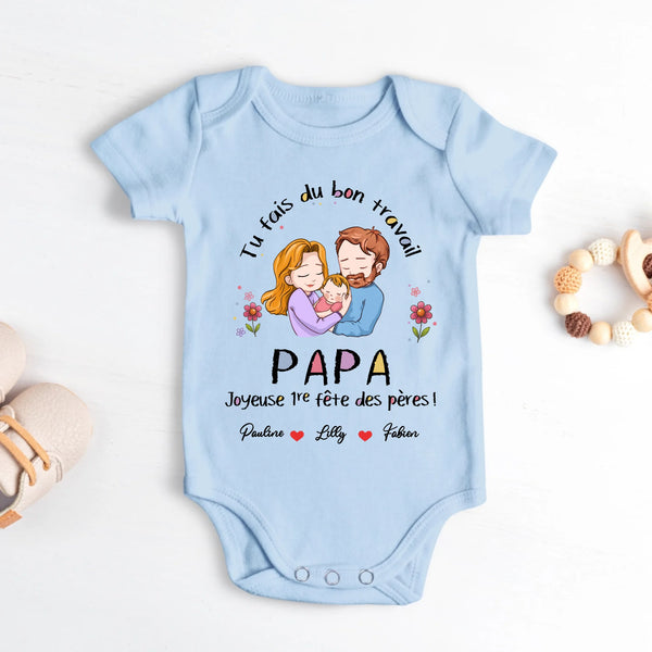 Mon Papa - Body Bébé personnalisé avec un adorable dessin de famille