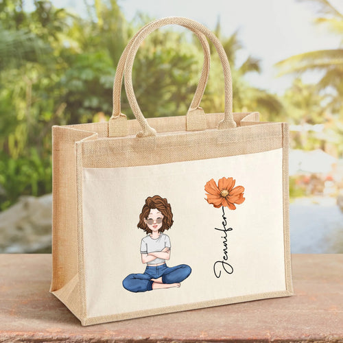 Sac personnalisé Summervibes avec fleur, impression DTF, poignées robustes, design customisable