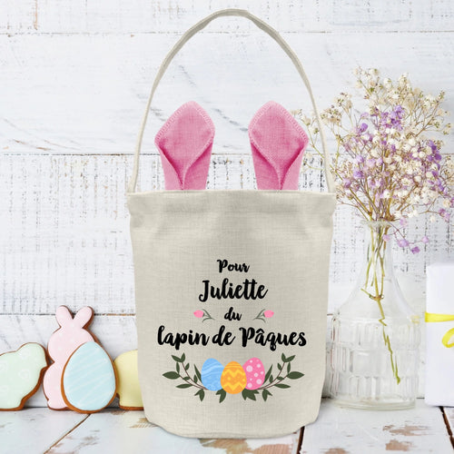 Sac de Pâques personnalisé en forme de lapin avec anse de transport, design décoratif pour enfants – Motiv 2
