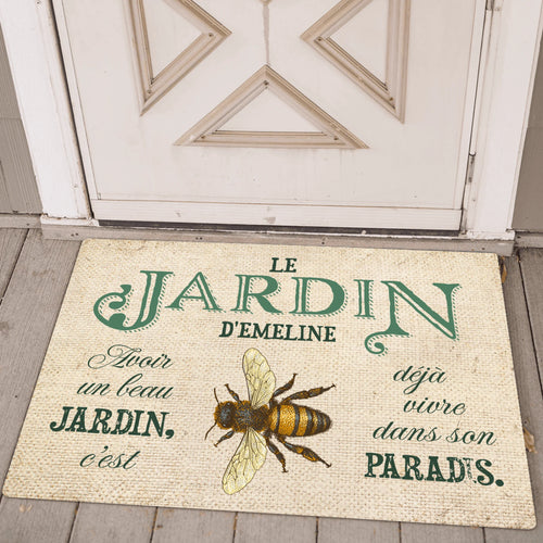 Paillasson personnalisé Joie dans le jardin avec design extérieur customisable, antidérapant et durable – Motiv 2