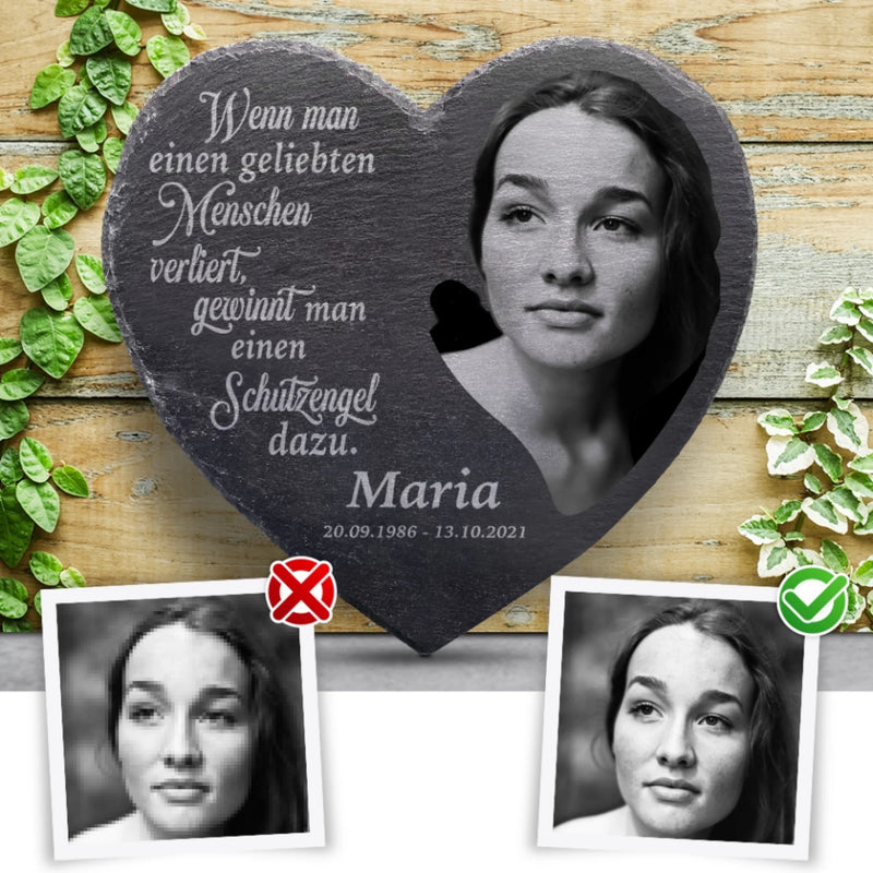 Pour toujours - Cœur en ardoise personnalisé en souvenir des êtres chers disparus