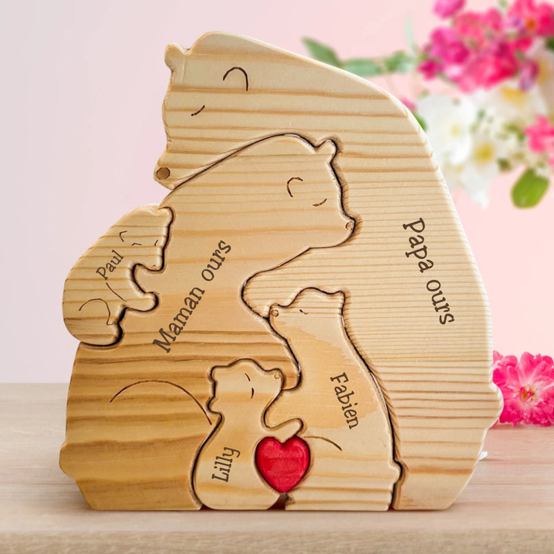 Famille Ours - De jolis ours en bois personnalisés à afficher pour la famille
