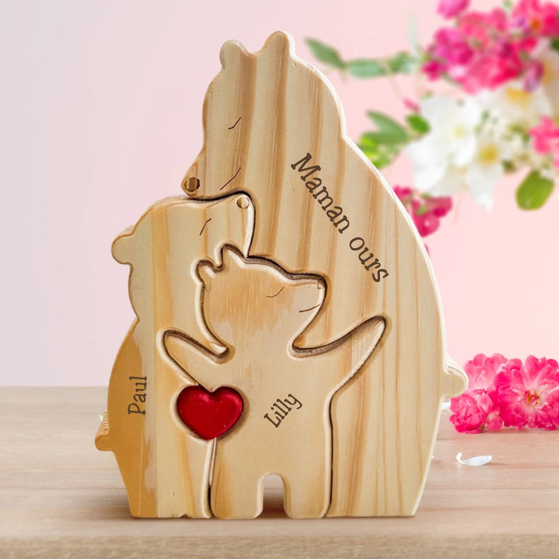 Famille Ours - De jolis ours en bois personnalisés à afficher pour la famille