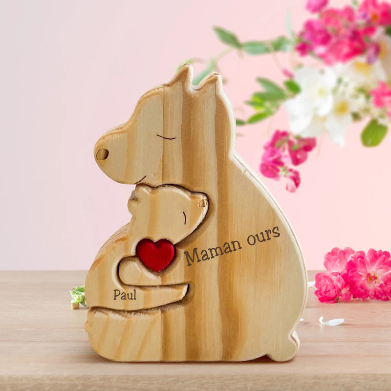 Famille Ours - De jolis ours en bois personnalisés à afficher pour la famille