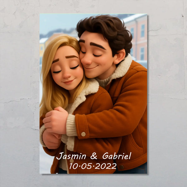 Cartoon Love - Affiche personnalisée avec effet cartoon 3D au style bande dessinée