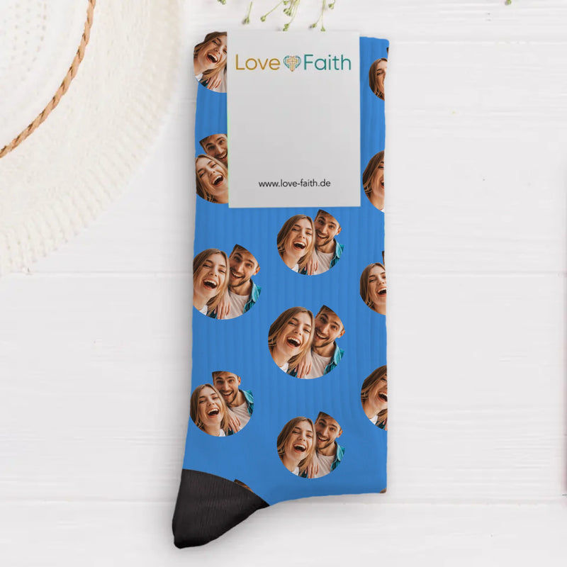 Chaussettes de Saint-Valentin - Chaussettes personnalisées avec petits cœurs et photo