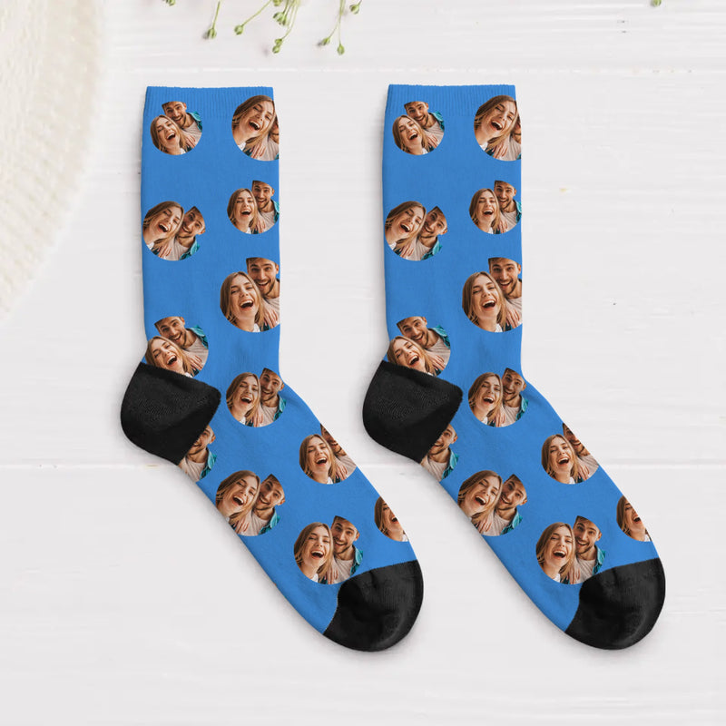 Chaussettes de Saint-Valentin - Chaussettes personnalisées avec petits cœurs et photo