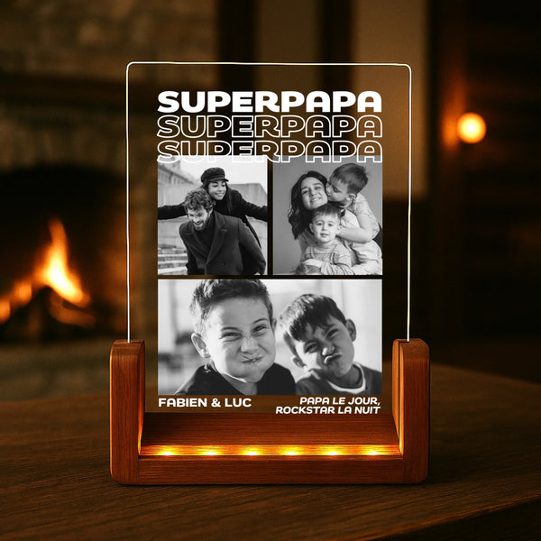 1Personlisiertes Geschenk - LED Aufsteller Portrait mit Holzsockel mit eigenen Namen personalisieren