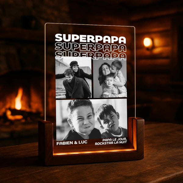 4Personlisiertes Geschenk - LED Aufsteller Portrait mit Holzsockel mit eigenen Namen personalisieren