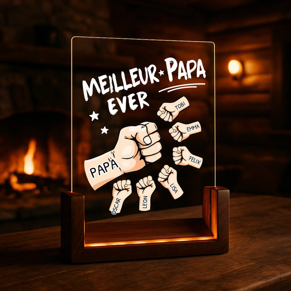 4Personlisiertes Geschenk - LED Aufsteller Portrait mit Holzsockel mit eigenen Namen personalisieren