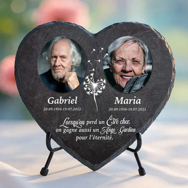 Schieferherz mit personalisiertem Aufdruck - UV-beständig und wetterfest - als Geschenk zur Erinnerung von Love & Faith 1