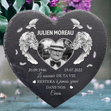 Pour toujours - Cœur en ardoise personnalisé en souvenir des êtres chers disparus