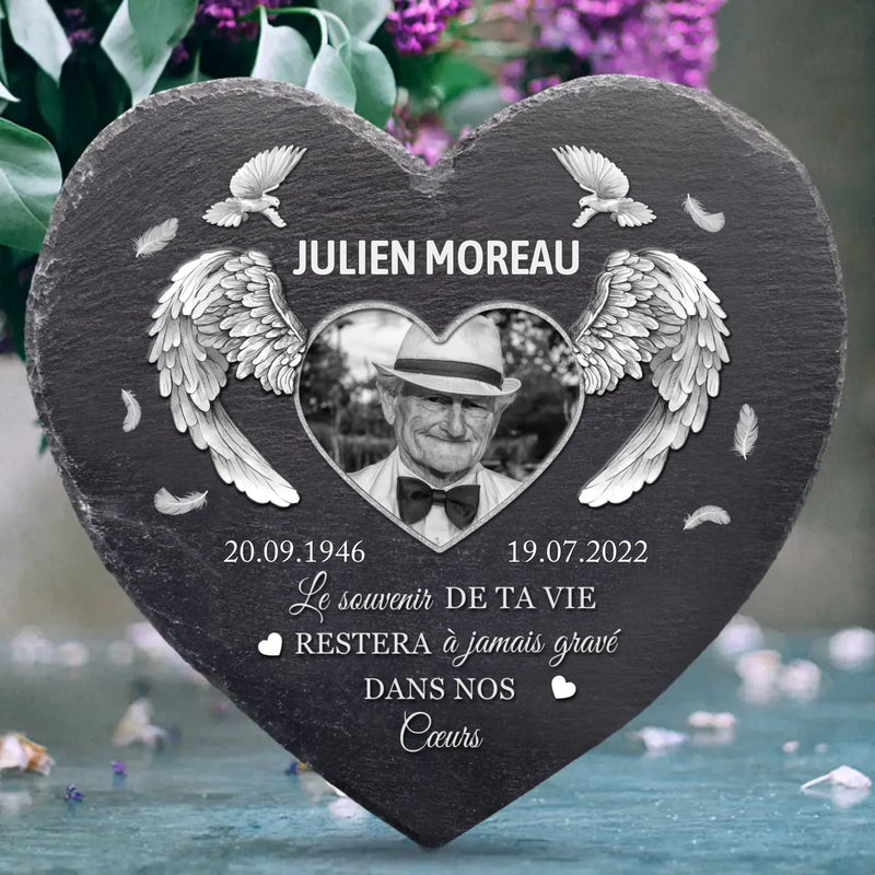 Pour toujours - Cœur en ardoise personnalisé en souvenir des êtres chers disparus