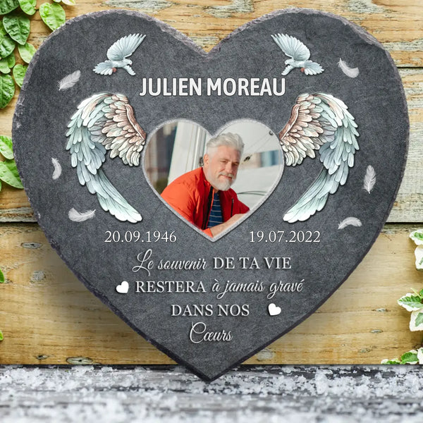 Pour toujours - Cœur en ardoise personnalisé en souvenir des êtres chers disparus
