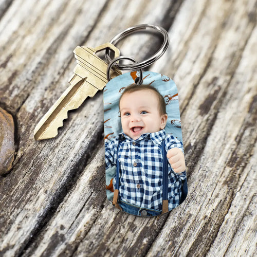 Porte-clés métal personnalisé Papa en acier inoxydable brossé avec impression recto verso – Motiv 2