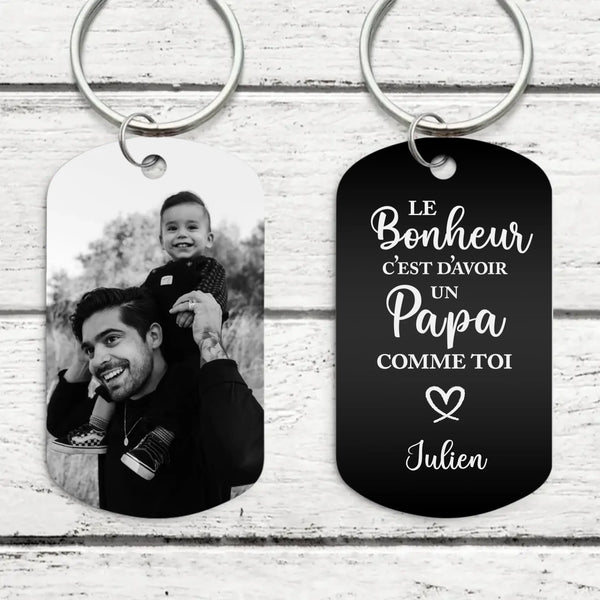 Bonheur - Parents-Porte-clés (gravé - noir/blanc)