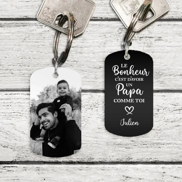 Bonheur - Parents-Porte-clés (gravé - noir/blanc)