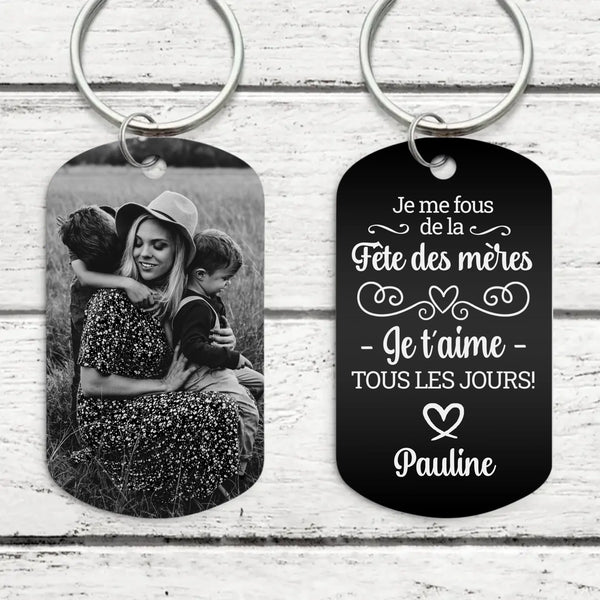 Fête des mères - Parents-Porte-clés (gravé - noir/blanc)