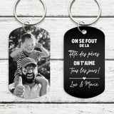 Joyeuse fête des pères - Porte-clés personnalisé pour Papa (Gravé - Noir/Blanc)