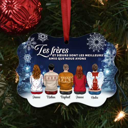 Décoration sapin personnalisée bois avec prénoms famille, pendentif Noël en famille