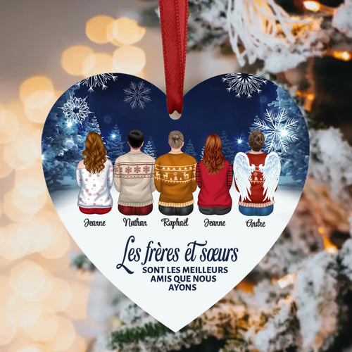 Décoration sapin personnalisée bois avec prénoms famille, pendentif Noël en famille – Motiv 2