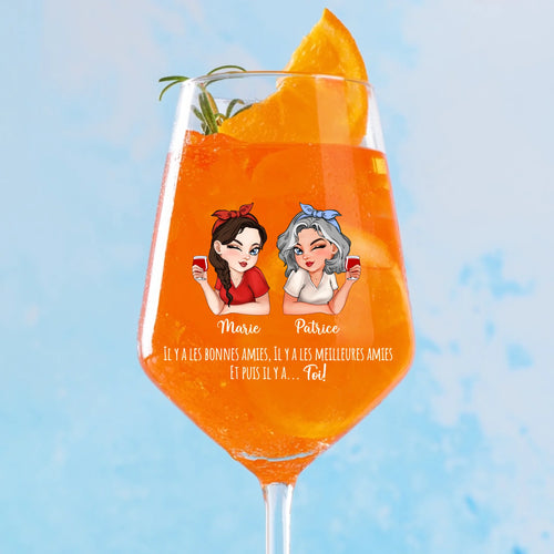 Verre personnalisé pour cocktails d'été avec impression gravure design Meilleures amies, 450 ml