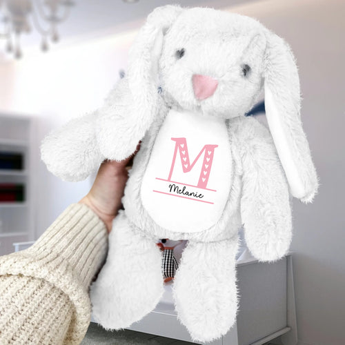 Lapin en peluche personnalisé Ton Lapin, peluche douce grise customizable avec prénom