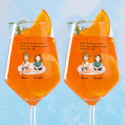 Verre à vin personnalisé 450 ml avec gravure pour meilleures amies, design Santé! – Motiv 2