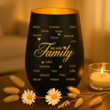 Cadeau personnalisé : photophore noir et or avec de prénoms - fabriqué par Love & Faith