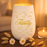 Cadeau personnalisé : photophore blanc et or avec gravure de prénoms - fabriqué par Love & Faith