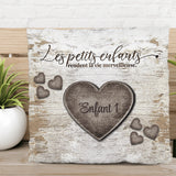 Cœurs en bois rustiques - Grands-parents - Coussin