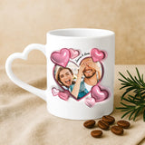 Cadeau personnalisé - mug blanc avec anse en forme de cœur et prénom imprimé – idée cadeau romantique de Love & Faith