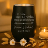 Cadeau personnalisé _ photophore noir et argent avec gravure de prénoms - fabriqué par Love & Faith