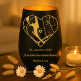 Cadeau personnalisé : photophore noir et or avec de prénoms - fabriqué par Love & Faith