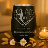 Cadeau personnalisé _ photophore noir et argent avec gravure de prénoms - fabriqué par Love & Faith