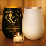 Cadeau personnalisé : photophore noir/or et blanc/argent avec gravure de prénoms - fabriqué par Love & Faith