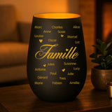 Cadeau personnalisé : photophore noir et or avec gravure de prénoms - fabriqué par Love & Faith