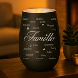 Cadeau personnalisé : photophore noir et argent avec gravure de prénoms - fabriqué par Love & Faith